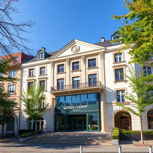 Das Hauptgebäude der Schauspielkunst Akademie Zürich an einem sonnigen Tag.