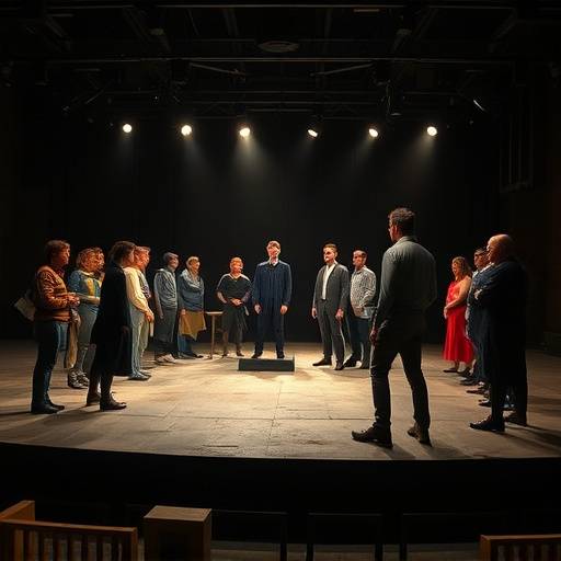 Ensemble während der Proben für 'Hamlet' auf der Studiobühne der Akademie.